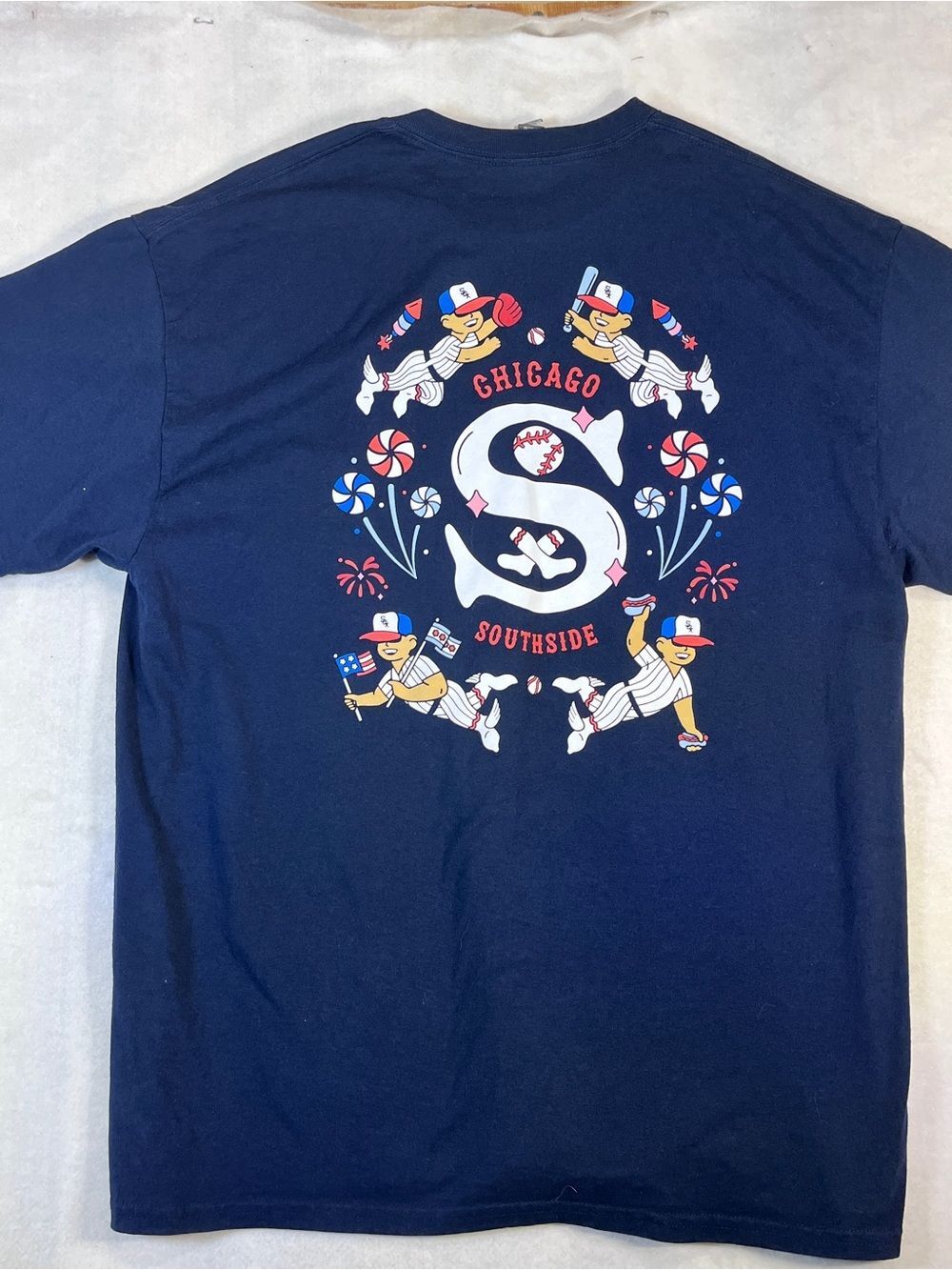 Chicago White Sox Southside T Shirt XL Navy Gildan Baseball Front Back Graphic